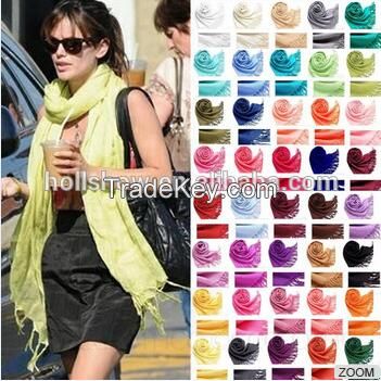 Wholesale Fringed 70% Pashmina 30% Silk Solid Color Plain Pashmina Scarf