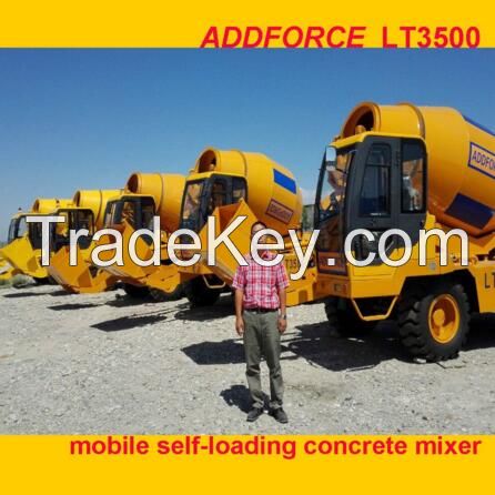 Concrete mixer with self pump, self loading concrete mixer truck