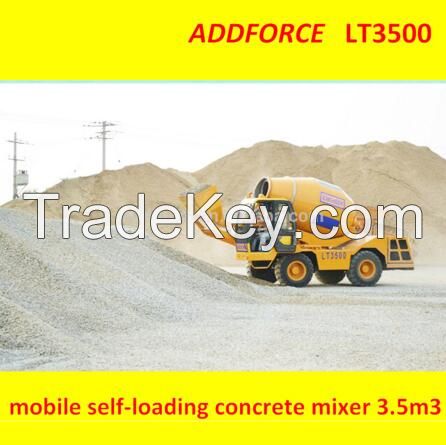 Concrete mixer with self pump, self loading concrete mixer truck