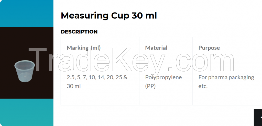 Measuring cup 10 ml / 15 ml / 17 ml / 20 ml / 24 ml / 25 ml / 30 ml