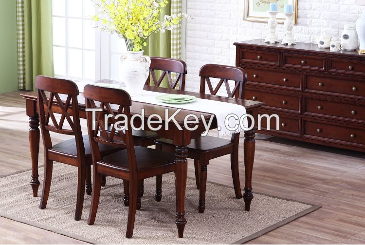 American Style Rectangular Walnut Dining Room Set