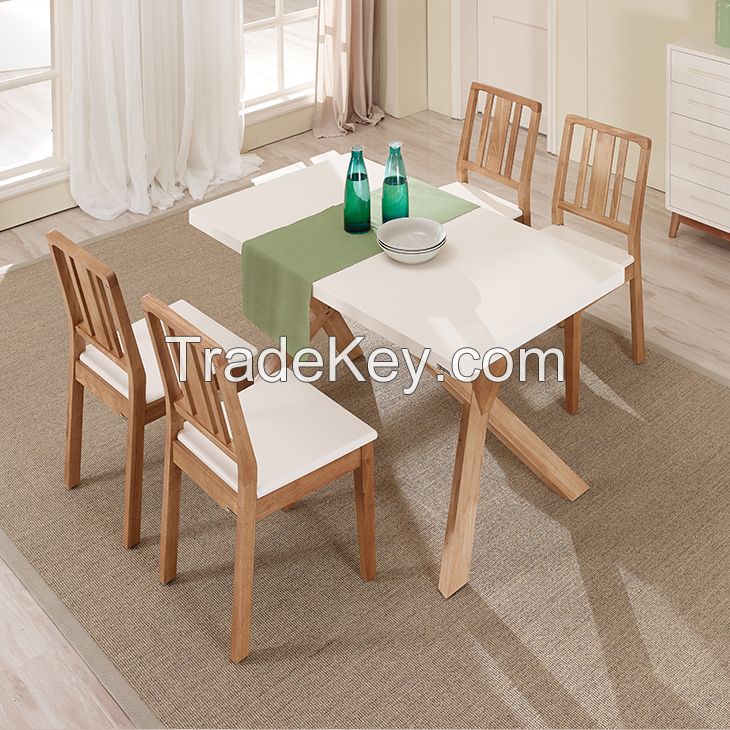 Nordic Style Dining Room Sets Solid Wood Table and Chairs