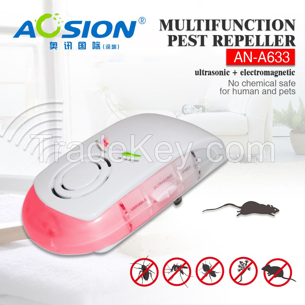 Aosion 2016 top sale multifunction ultrasonic and electromagnetic Pest Repeller