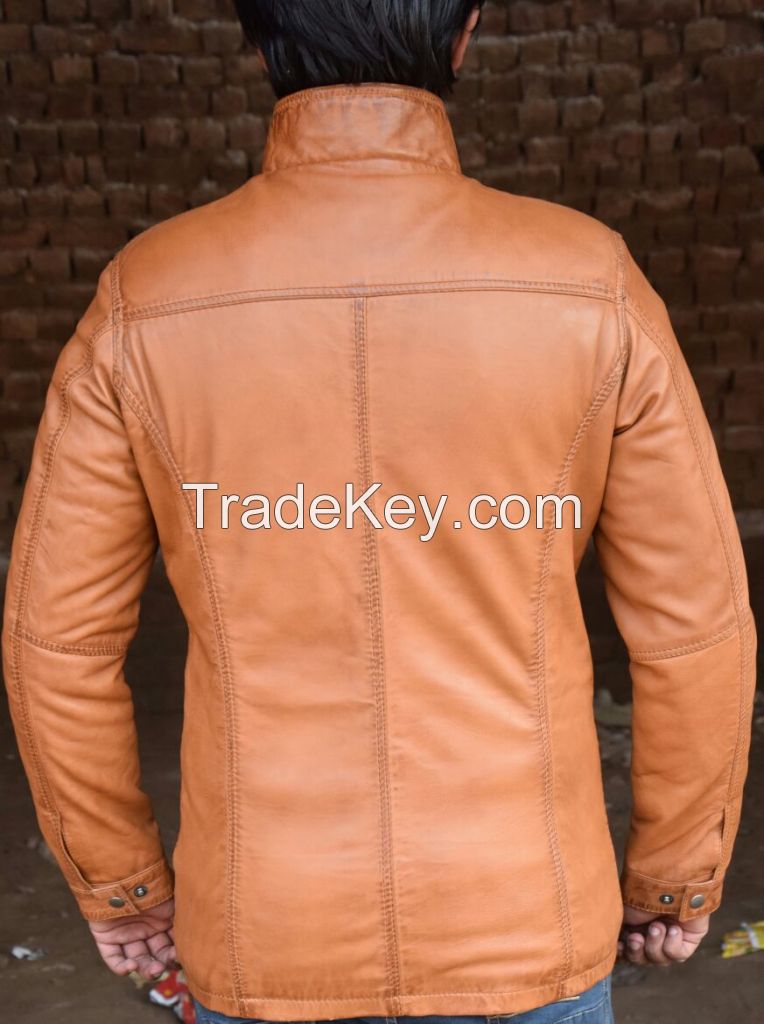 New Fashion Men 100%  Original Lamb Leather Fashion jacket Coat 