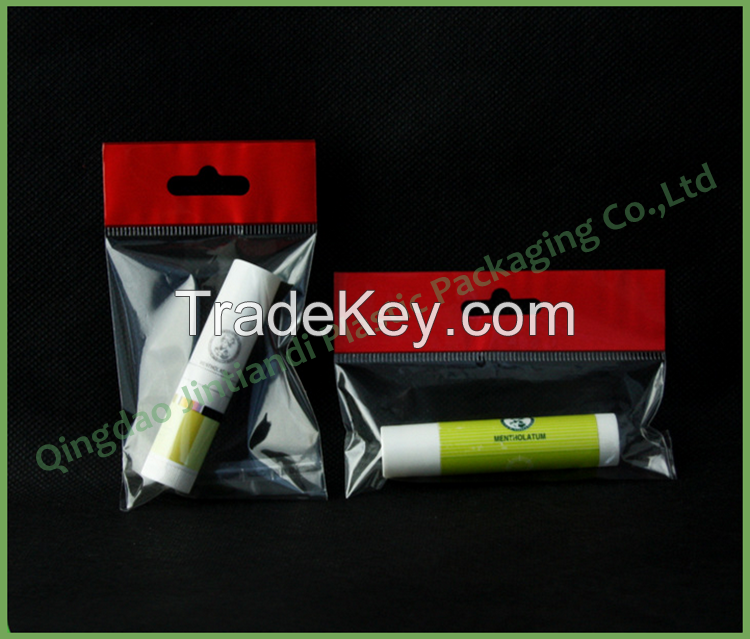 Self Adhesive Seal Custom Printed Bopp Plastic Header Bag with Hang Hole