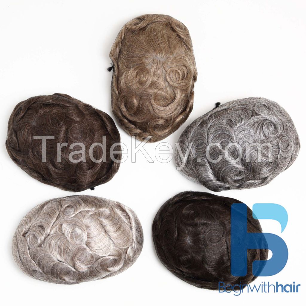 100% human hair men wigs, strong stock men toupee Fine Mono