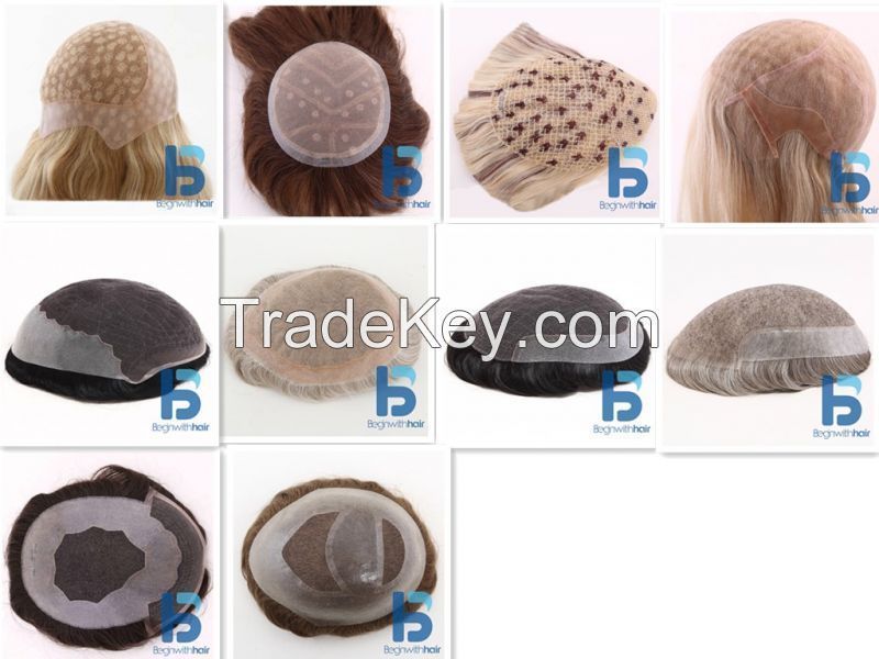 Readymade Top quality 100% Human Hair BIO Thin Skin Men's Hair Systems, Men's Toupee, Men's Hair Pieces