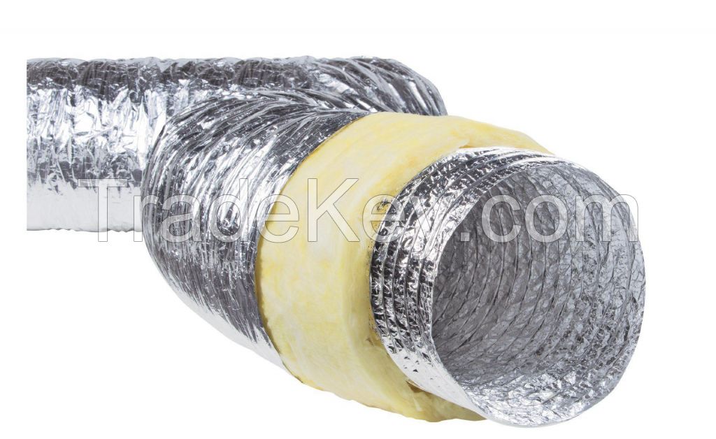 Excellent strength fire resistant reinforced 6 in x10mts insulated flexible air duct