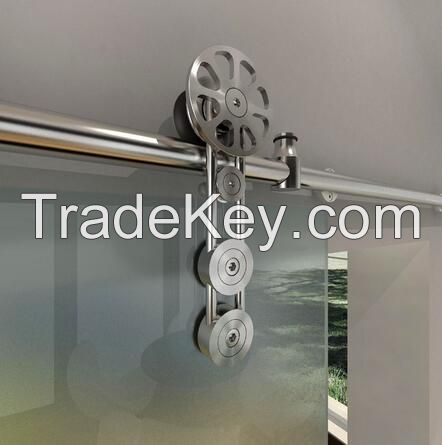 Modern style stainless steel glass sliding barn door hardware