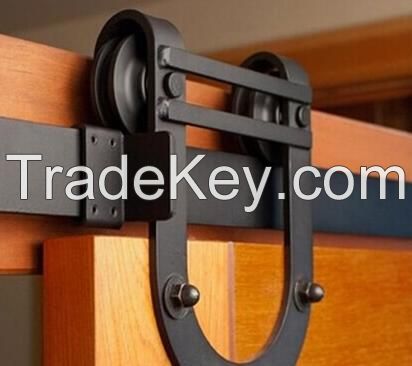 Horseshoe Shape Black Powder Coated Door Hardware Kit