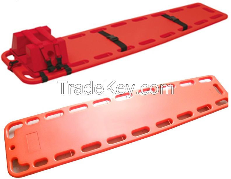 high quality medical rescue spine board with the head immobilizer in f