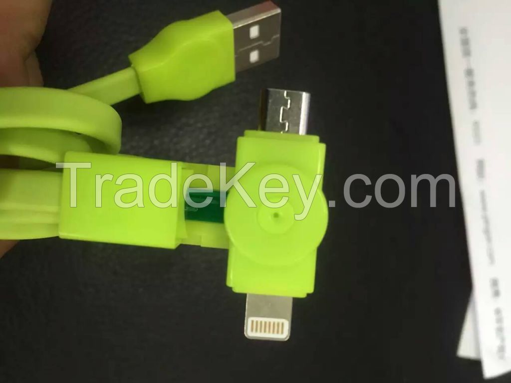 2 in 1 charging cable for Apple and Android device