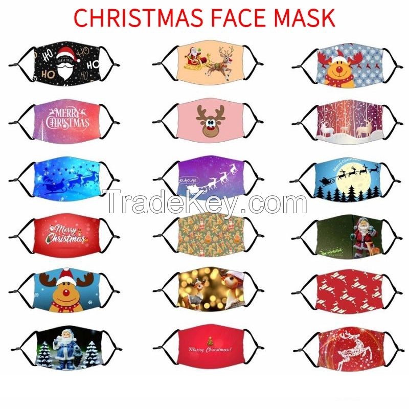 Wholesale Custom Sublimation Christmas Reindeer Santa 3D Printing Animal kid adult face masks with PM2.5