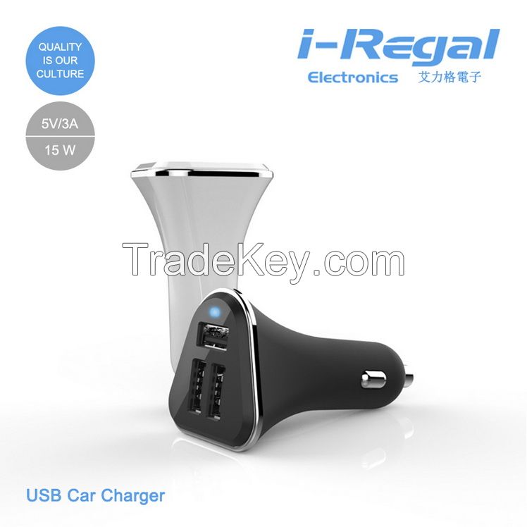 i-Regal Bone shape 5V 5.2A 3 USB ports car charger IRG-UC15