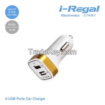 High efficiency CE FCC ROHS 2.1A dual usb car charger for apple Samsung