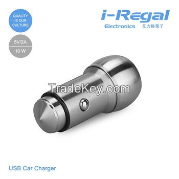 Professional i-Regal dual usb car charger with safety hammer made in China