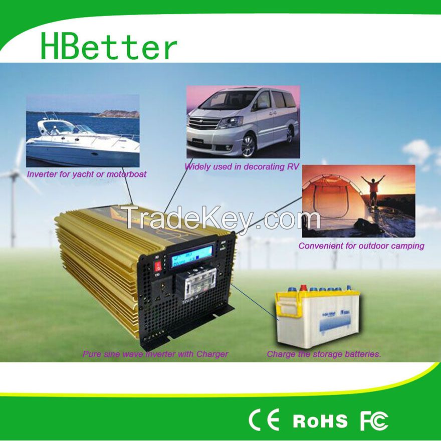 2000w LCD LED display pure sine wave inverter with ups function