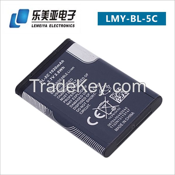 rechargeable battery for nokia bl 5c 1020mah lithium polymer durable spice battery cell phone used for nokia battery