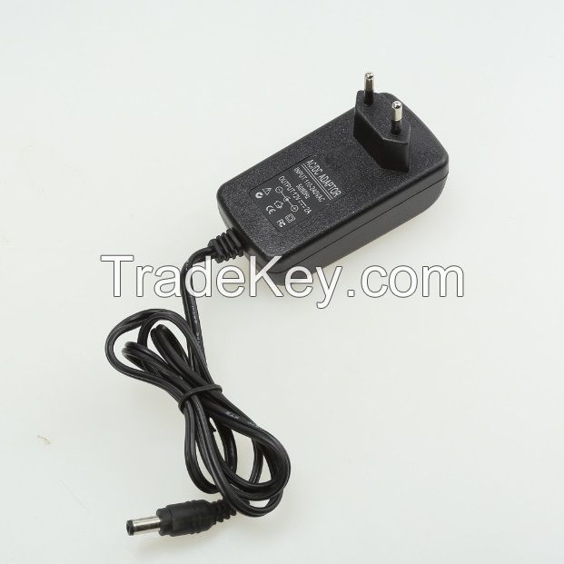 12V 1A 100-240VAC AC/DC Adapter Charger Power Supply EU Plug (Black)