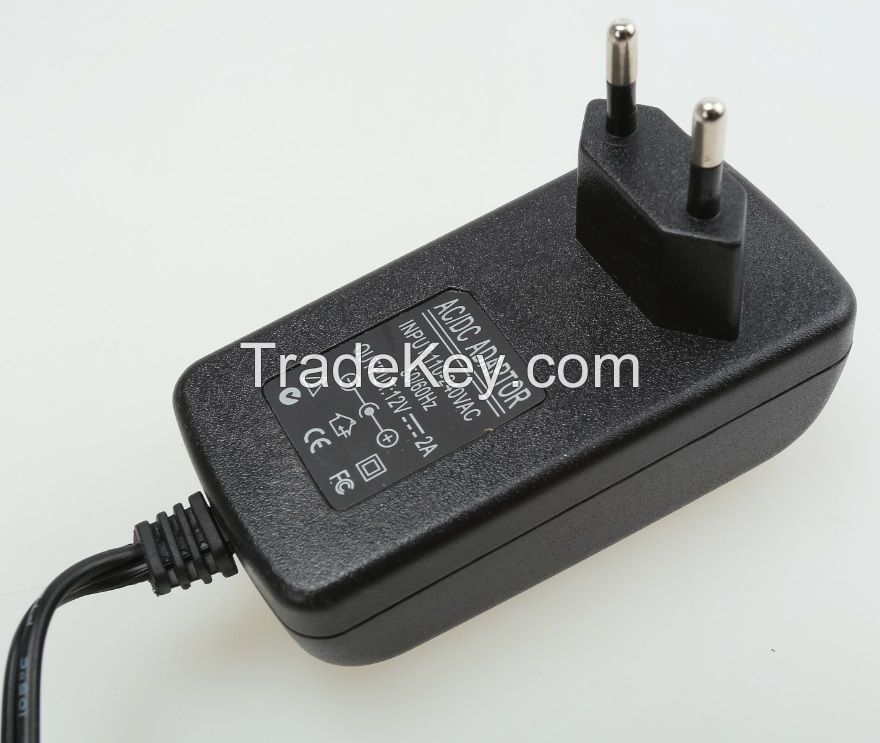 12V 1A 100-240VAC AC/DC Adapter Charger Power Supply EU Plug (Black)