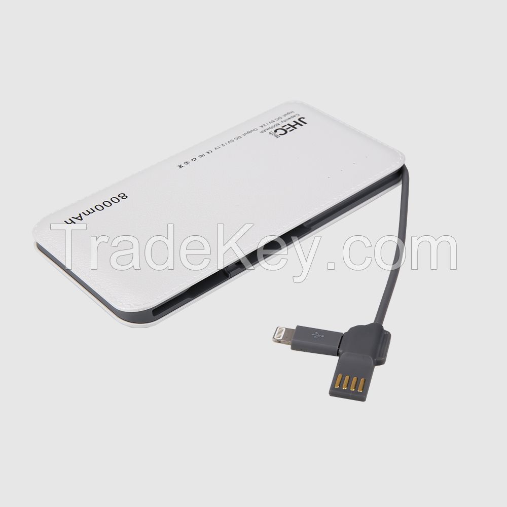 Custom Logo Hot Wholesale High Quality Built-in Cable PVC Power Bank