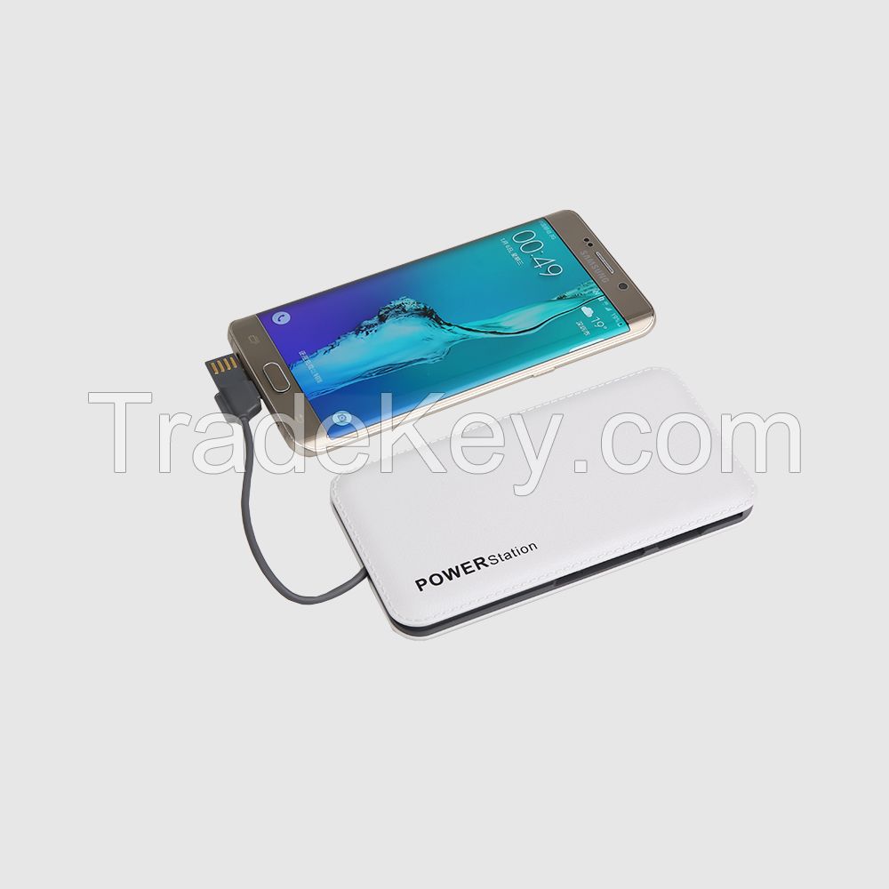 Custom Logo Hot Wholesale High Quality Built-in Cable PVC Power Bank