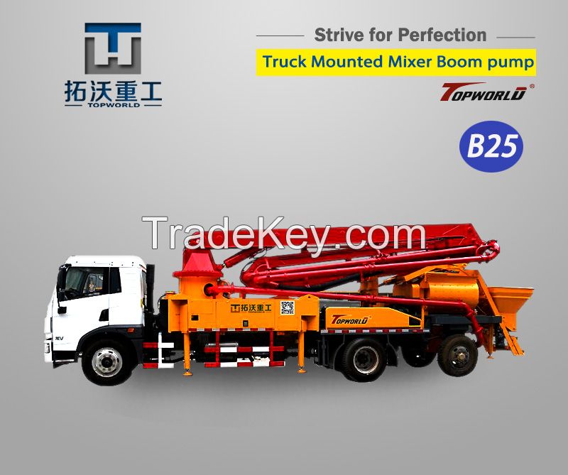 Truck mounted concrete boom pump 25 meters with mixer