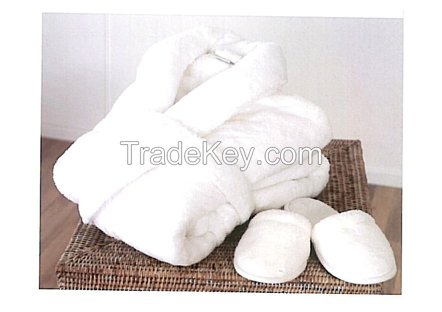 White Waffle Robe, Bath Robe &amp; Slippers