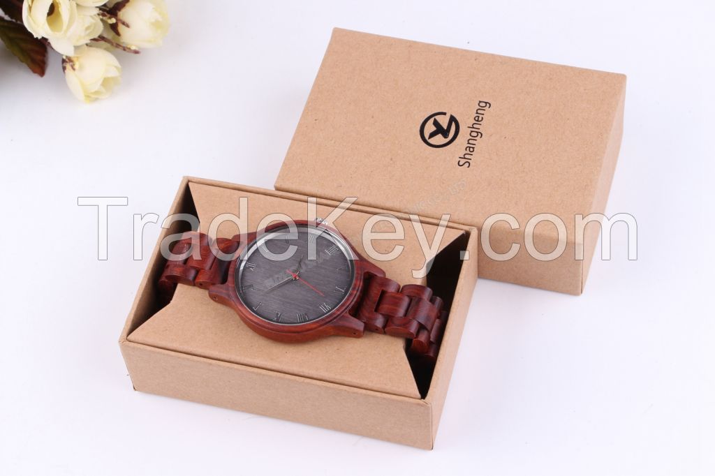 Wood Watch, Roman Number Handmade Vintage Men Wooden Watches