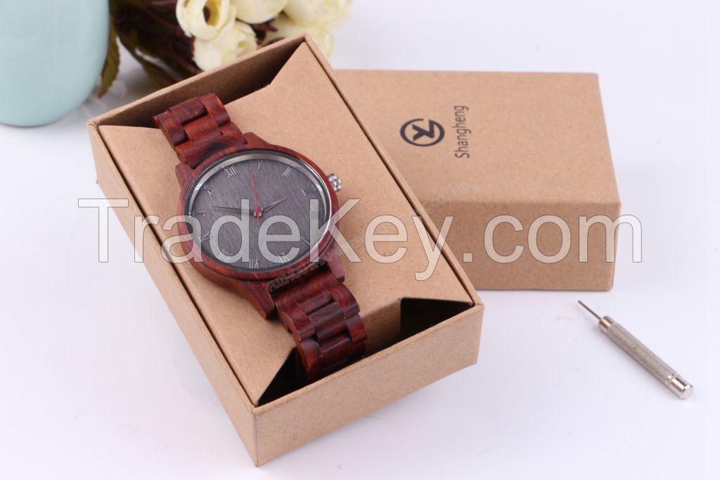 Wood Watch, Roman Number Handmade Vintage Men Wooden Watches