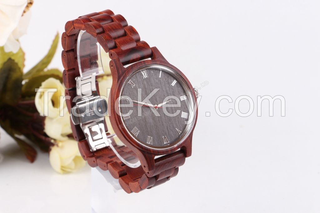 Wood Watch, Roman Number Handmade Vintage Men Wooden Watches