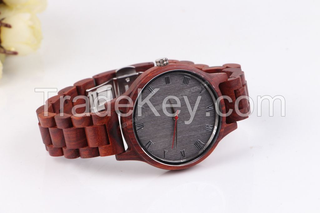 Wood Watch, Roman Number Handmade Vintage Men Wooden Watches