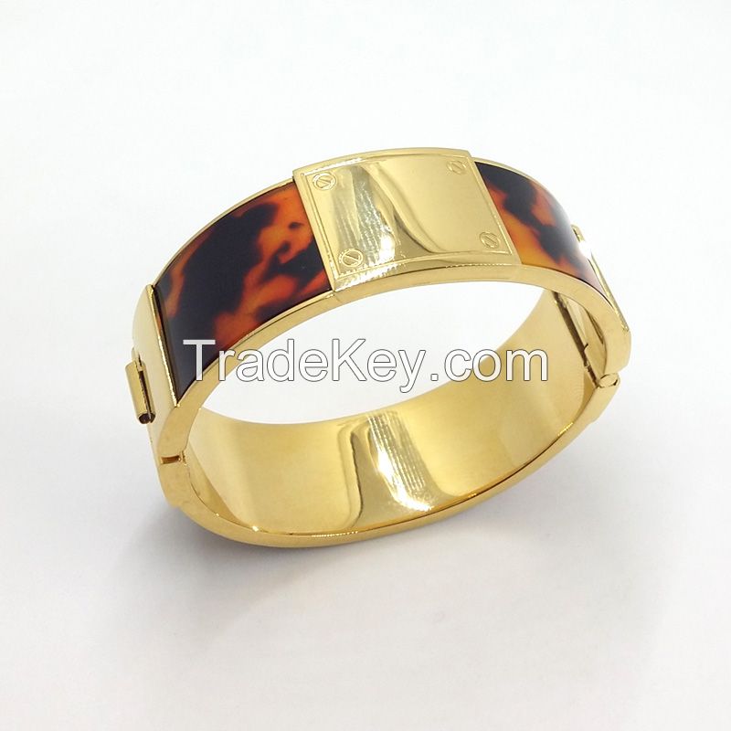 2016 fashion man stainless steel bangle with resin