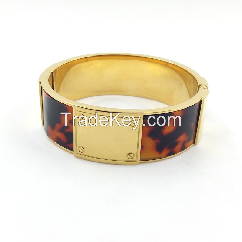 2016 fashion man stainless steel bangle with resin