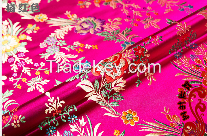 Chinese silk cheongsam ancient Chi-pao fabric begonia embroidery brocade