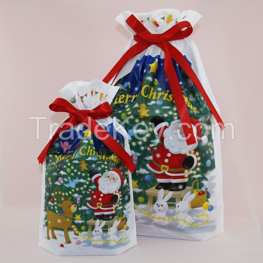 gift ribbon plastic santa bag 