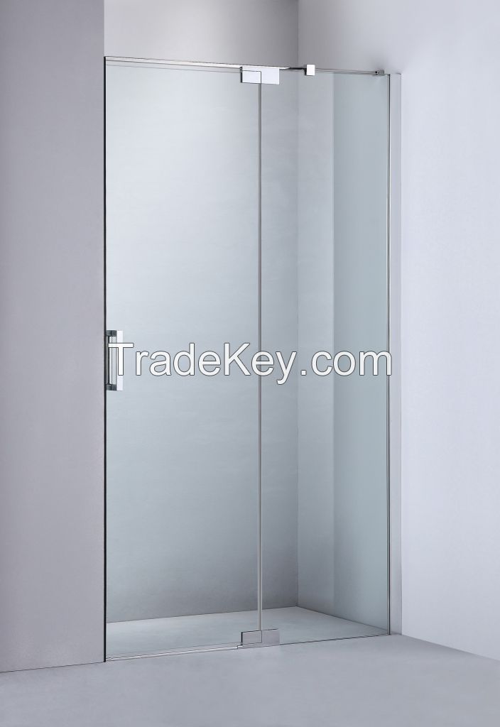 Frameless shower door with custom hinge