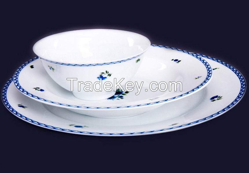 Embossed Korean Chrysanthemum High Temperature Delicate White Porcelain Dinner Set 56Ppcs (Wedding Anniversary Gift for Former US president George H.W. Bush)