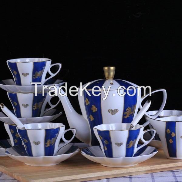 Matte Gold Bone China Coffee Set 15pcs