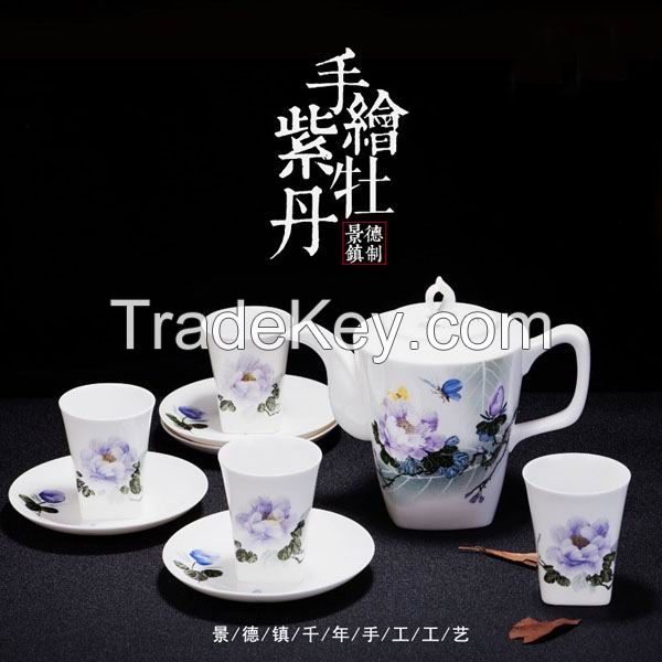 High Quality Hand Painted Bone China Tea Set 9pcs