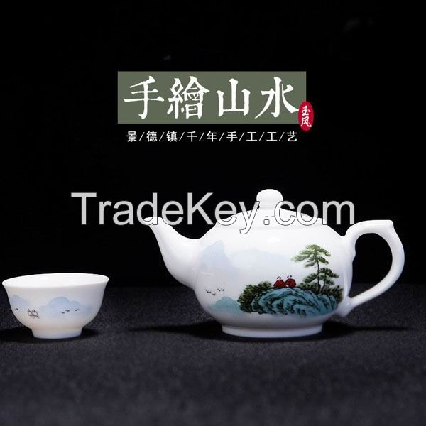 High Quality Hand Painted Bone China Kung Fu Tea Set 9pcs