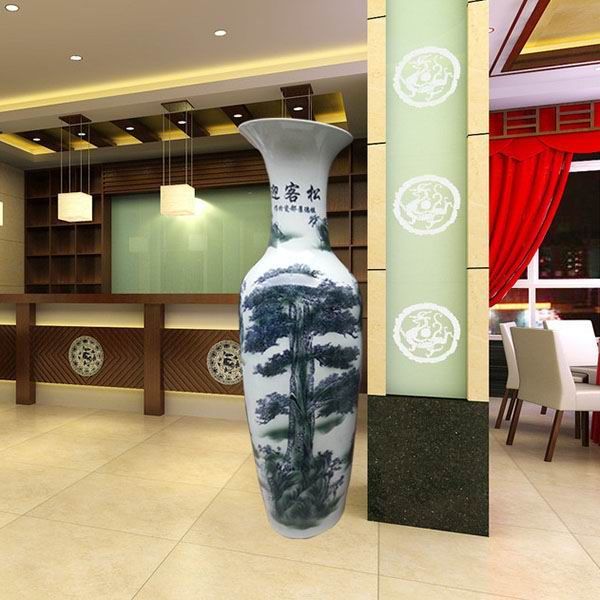 Shadow Celadon Decal Floor Vases