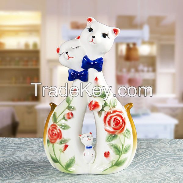 Cat Shaped Porcelain Enamel Vase