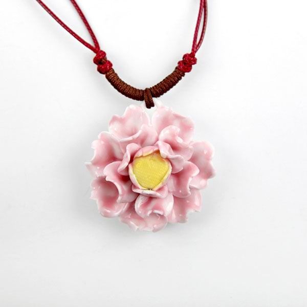 Peony Flower Porcelain Pendants