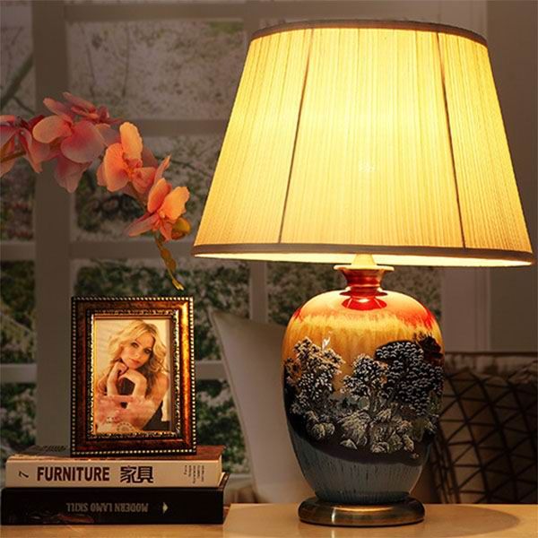 Color Glazed Porcelain Lamp Painted Snow Scenes