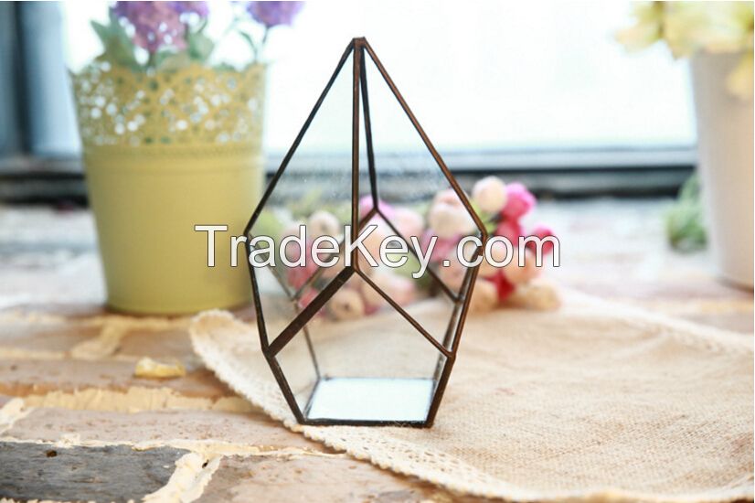 Sunshine Greenhouse, Mini landscape greenhouse, Small Terrarium Cube, glass vase, glass decoration, candle holder, stained glass cube