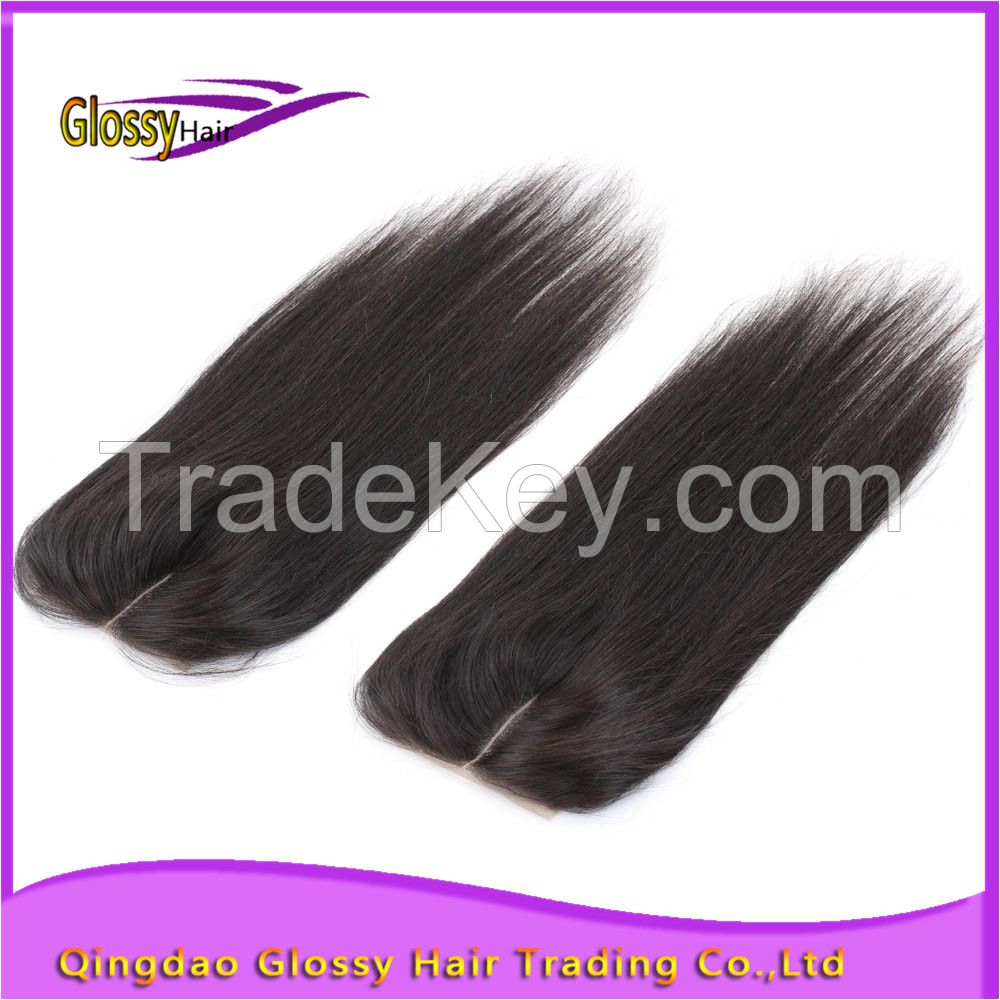 100% virgin brazilian hair lace top closure with middle part