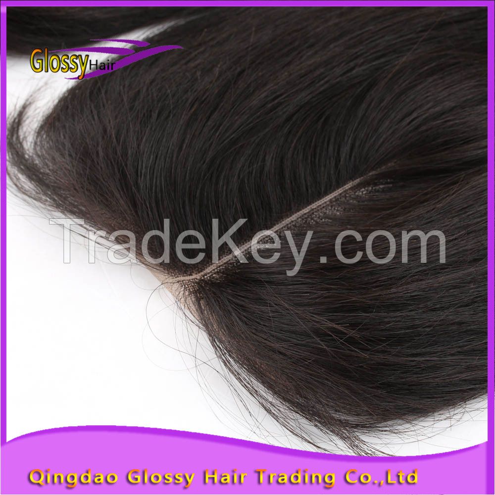 100% virgin brazilian hair lace top closure with middle part