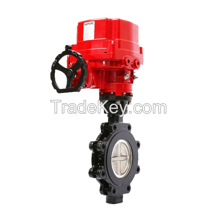 Motorized Butterfly Valve Wafer Flange Ends Dc24v Ac220v On-off Or 4-20ma