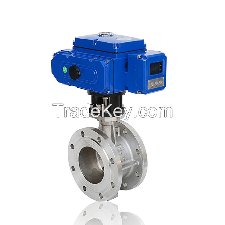 Motorized Butterfly Valve Wafer Flange Ends DC24V AC220V On-off or 4-20mA